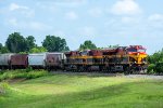 Empty grain rounds the bend at Wharton